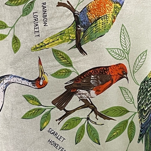 Delightful Vintage Australia Bird Theme Souvenir Scarf 26 In Sq Excellent Cond - Picture 7 of 9